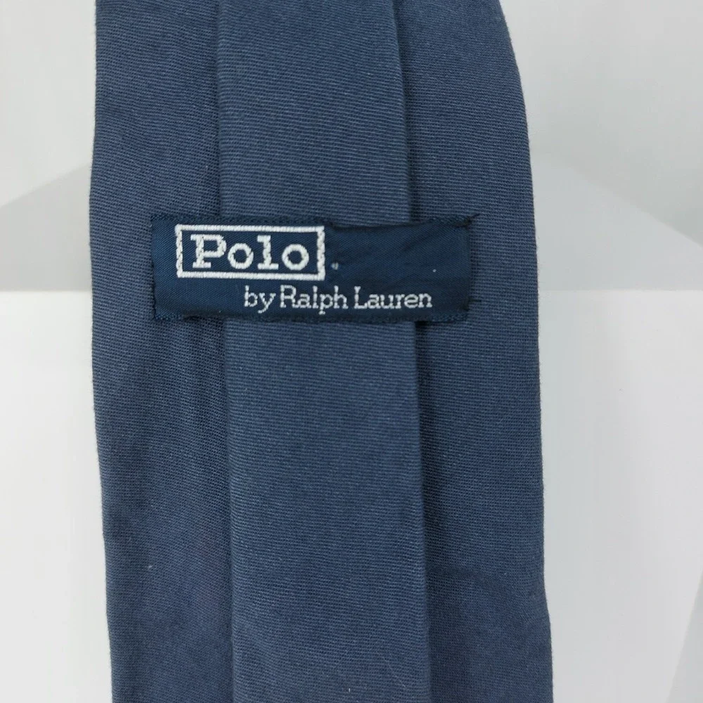 Polo Ralph Lauren‎ Mens Cotton Necktie Blue Hand Painted Bass Fish 3.5